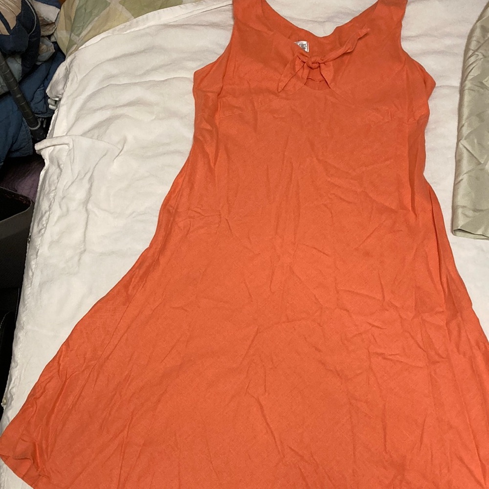 Orange Red Sleeveless Scoop Neck Sundress